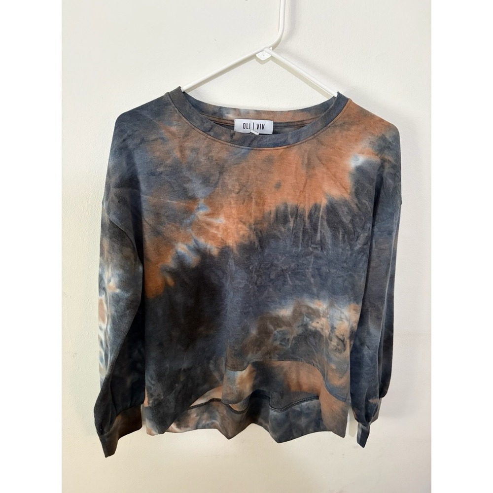 NWT Oli Viv Parker Tie Dye Cropped Pullover Sweatshirt Women's Size M